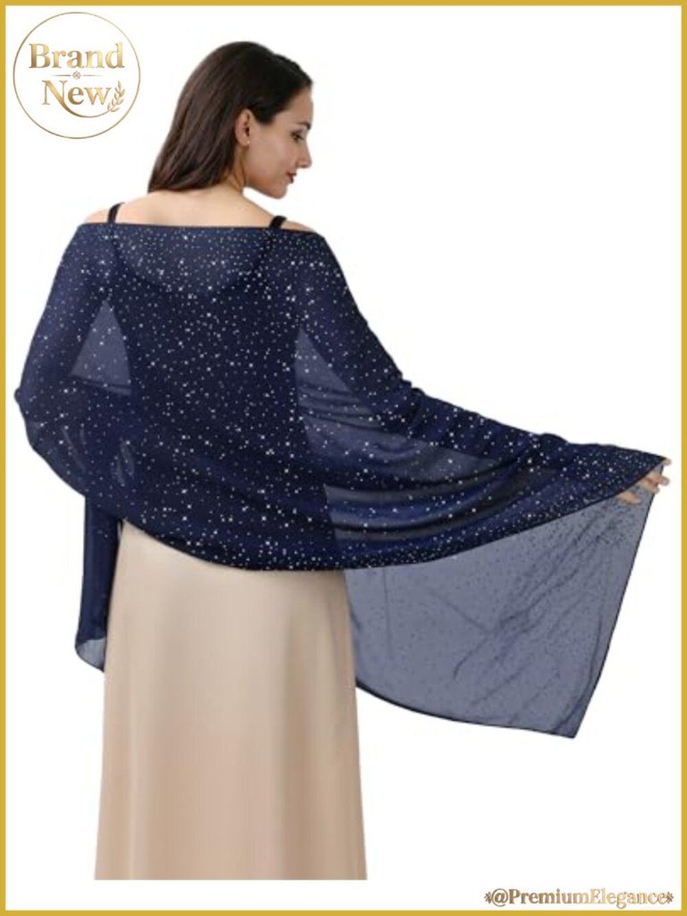 Rhinestone Shawl Sparkly Sheer Chiffon Evening Wrap
